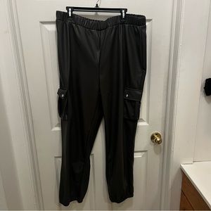 PLT Gray Leather Cargo Pants